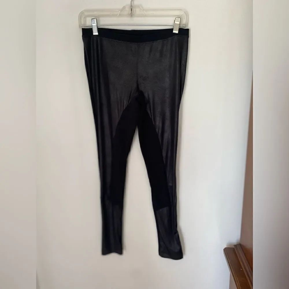 Express Sexy Stretch Faux Leather Front Leggings Small Black